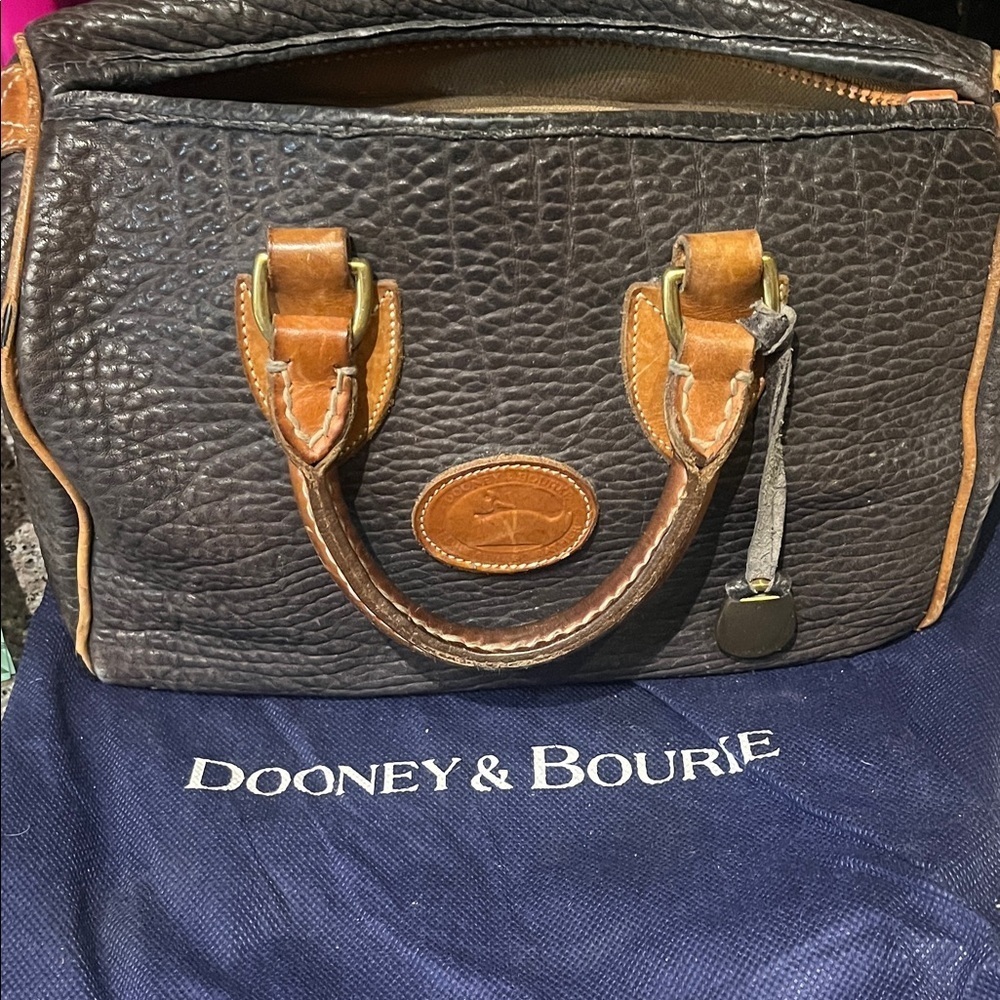 VINTAGE 1990S DOONEY & BOURKE ALL WEATHER LEATHER SATCHEL HANDBAG PURSE - Picture 4 of 13